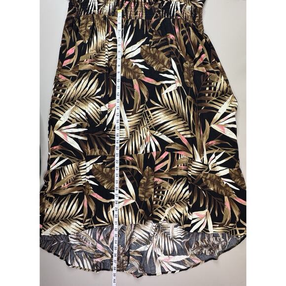 Old Navy Tropical Palm Leaf Maxi Dress XL Black Brown Waist Defined Tropical - Picture 8 of 15
